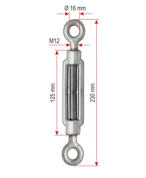 Spannschloss M12 Öse - Öse | Spannschloss DIN 1480 Öse - Öse  